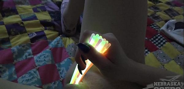  new girl 18yo tasha gaping using glowsticks and me fingering her to orgasm